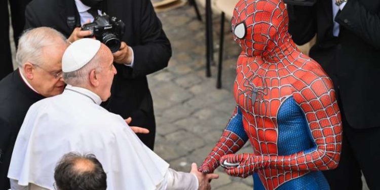 Pope Francis meets Italy’s modest Spider-Man