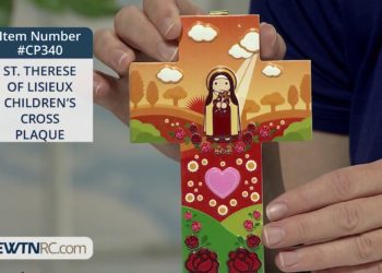 CP340_ST. THERESE OF LISIEUX CHILDREN’S CROSS PLAQUE