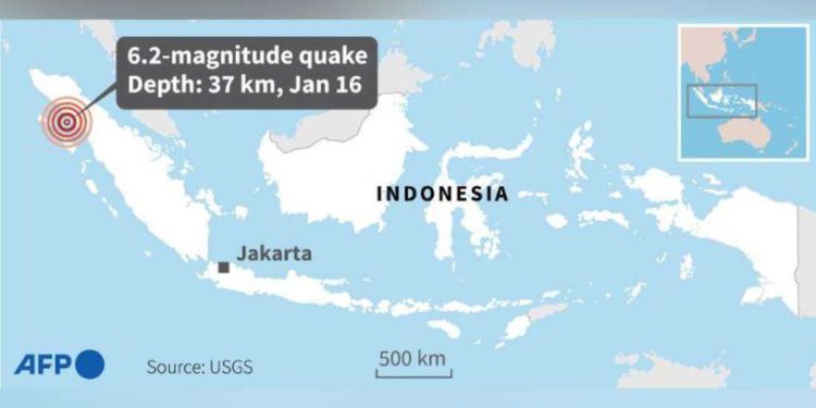 6.2-magnitude quake hits off Indonesia’s Sumatra