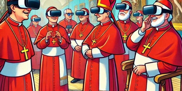 Cardinals test out virtual reality headsets at new AI-inspired jubilee art exhibit